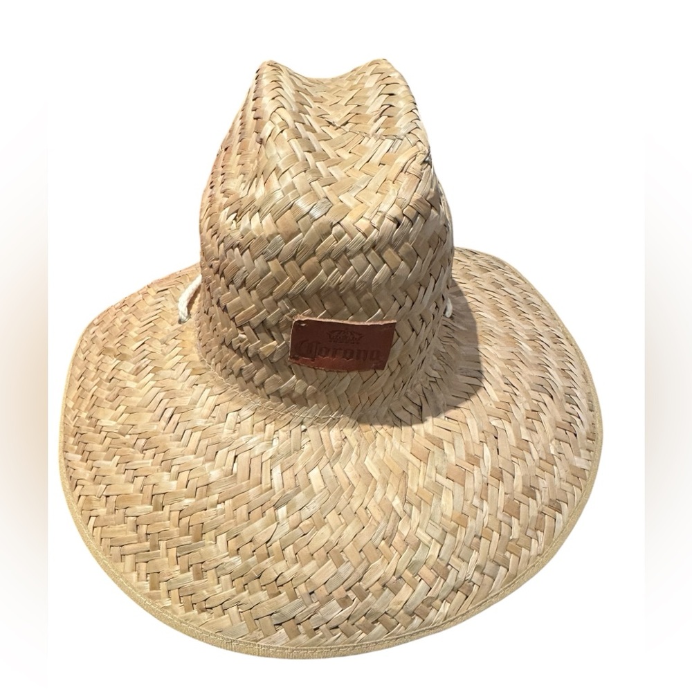 Straw Hat - with leather embossed Corona logo. NEW